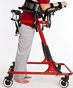 The proper body positioning and frame height on the Rifton gait trainer