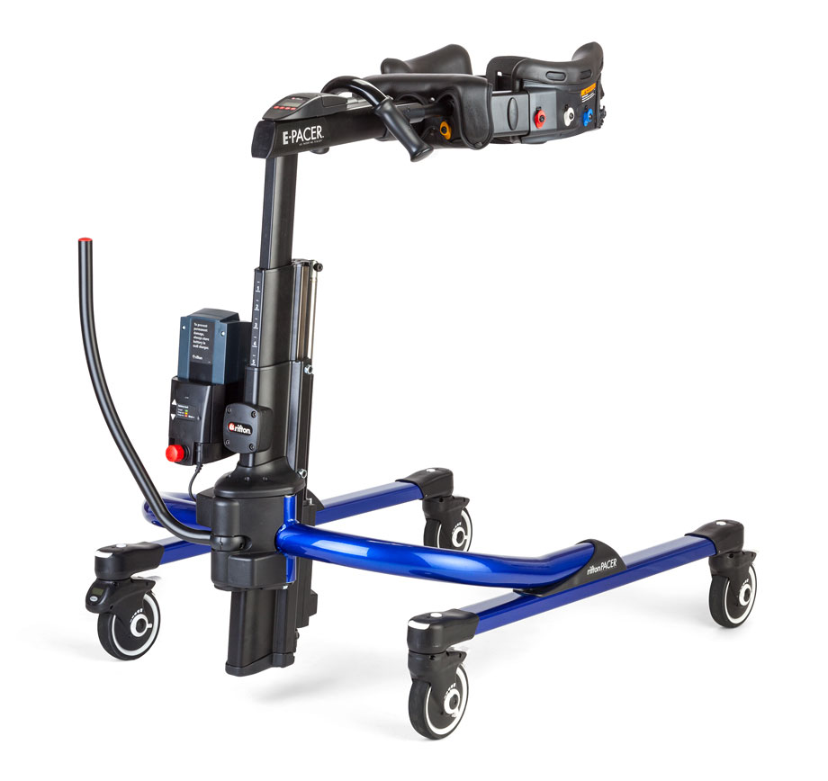 The Rifton E-Pacer Gait Trainer in blue